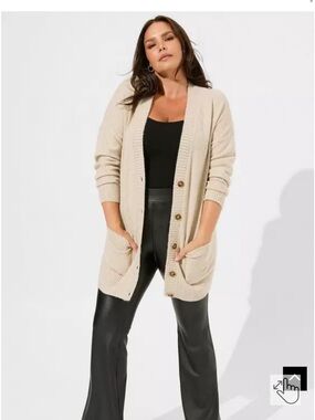 NWT Torrid Boyfriend V-Neck Cardigan Sweater in Heather Oatmeal (4X)